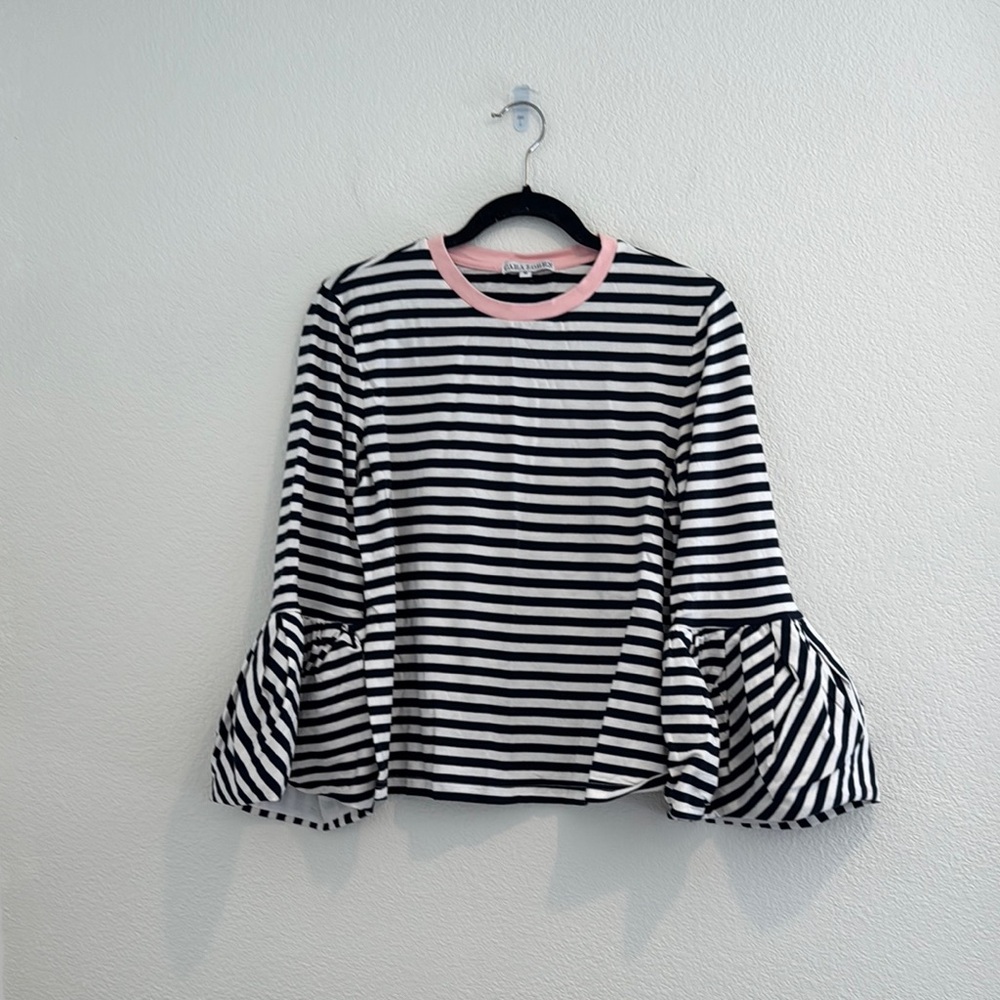 Kara Loren - Stripped Long Sleeve Top | Size M - Black and White